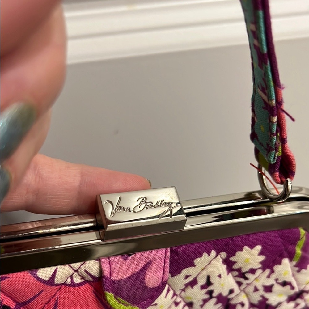 VERA BRADLEY Flutterby Purple Floral‎ Mini Frame Crossbody Quilted Retired Mint - Picture 6 of 8